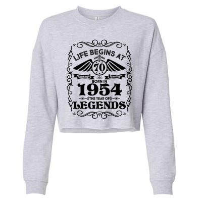 Life Begins At 70 Born In 1954 Year Of Legends Cropped Pullover Crew