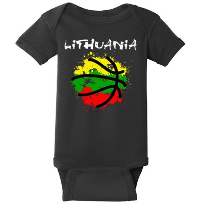 Lithuania Basketball Abstract Lithuania Strong Basketball Baby Bodysuit
