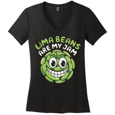 Lima Beans Are My Jam Food Lover Vegetable Vegetarian Vegan Women's V-Neck T-Shirt