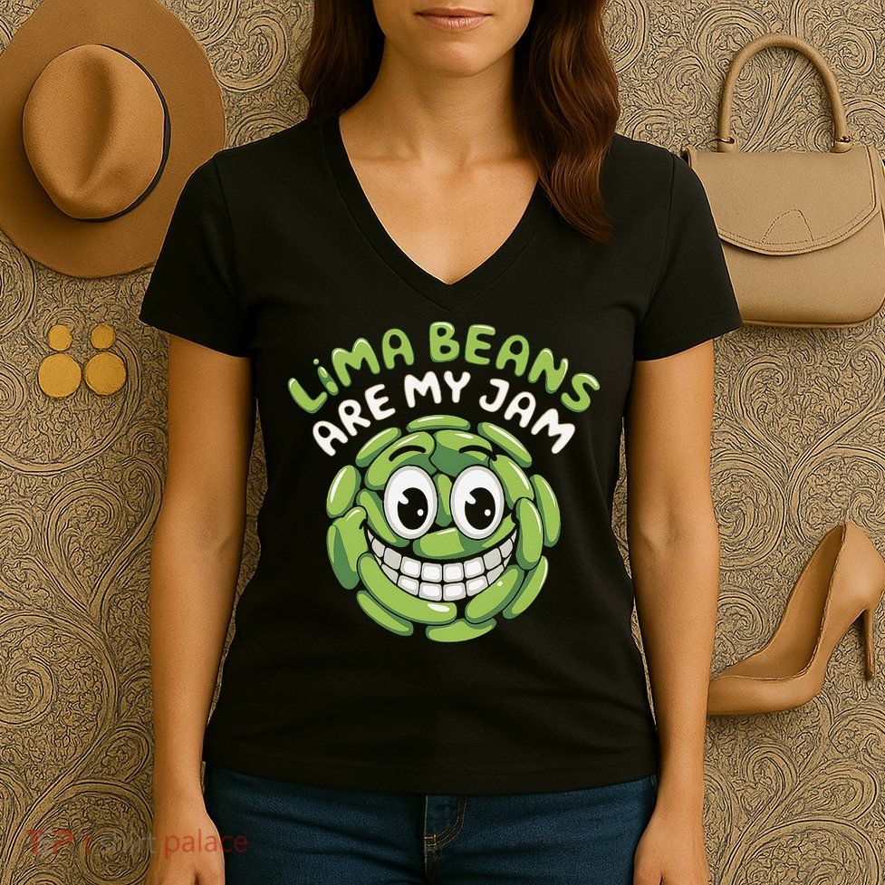 Lima Beans Are My Jam Food Lover Vegetable Vegetarian Vegan Women's V-Neck T-Shirt