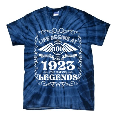 Life Begins At 100 Born In 1923 Year Of Legends Tie-Dye T-Shirt