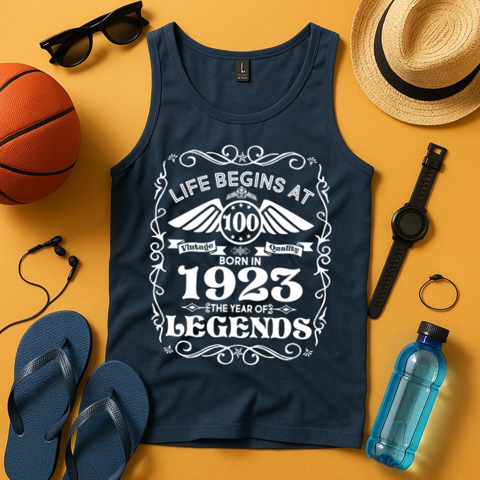 Life Begins At 100 Born In 1923 Year Of Legends Tank Top