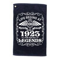 Life Begins At 100 Born In 1923 Year Of Legends Golf Towel