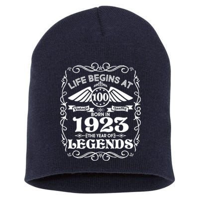 Life Begins At 100 Born In 1923 Year Of Legends Short Acrylic Beanie