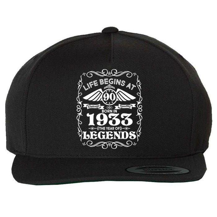 Life Begins At 90 Born In 1933 Year Of Legends Wool Snapback Cap