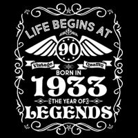 Life Begins At 90 Born In 1933 Year Of Legends Wool Snapback Cap