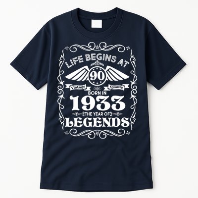 Life Begins At 90 Born In 1933 Year Of Legends Tall T-Shirt