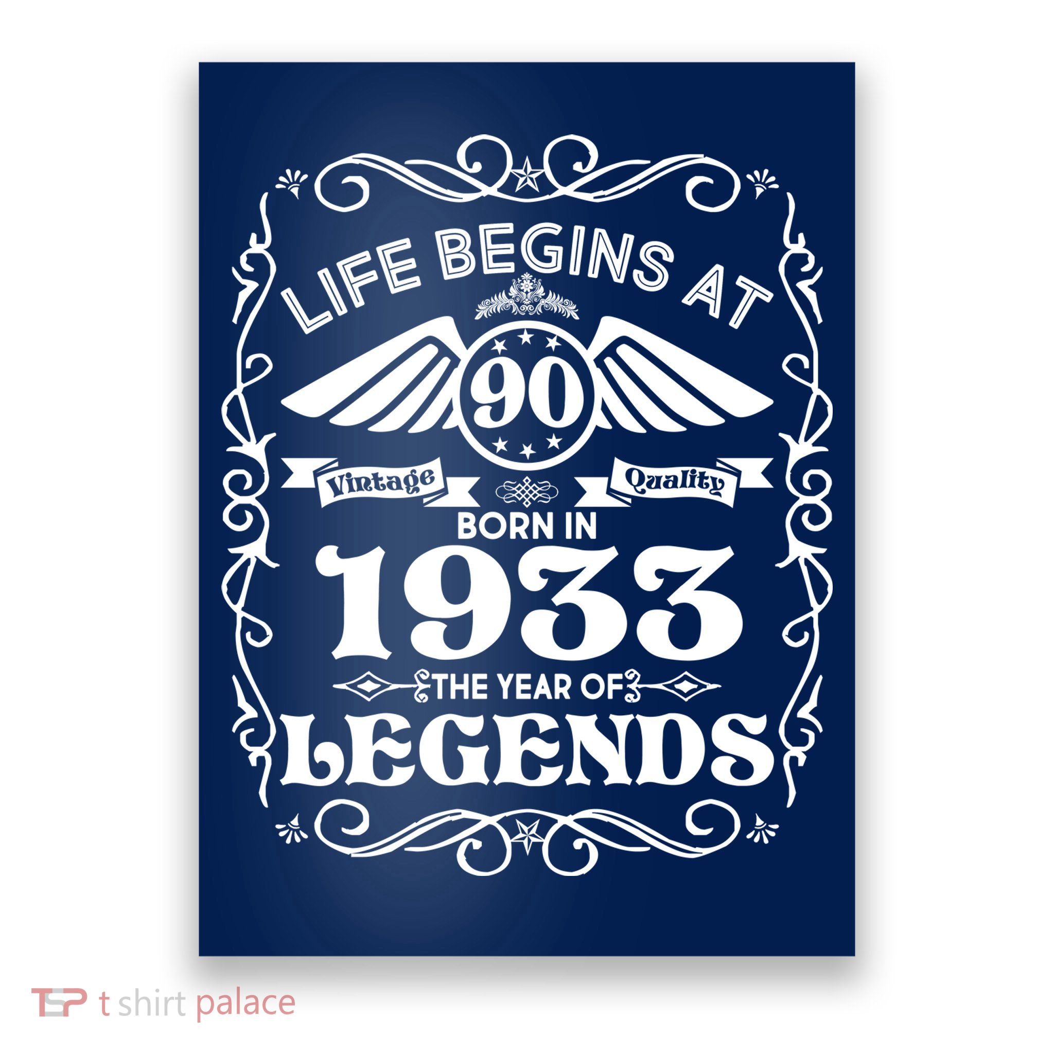 Life Begins At 90 Born In 1933 Year Of Legends Poster