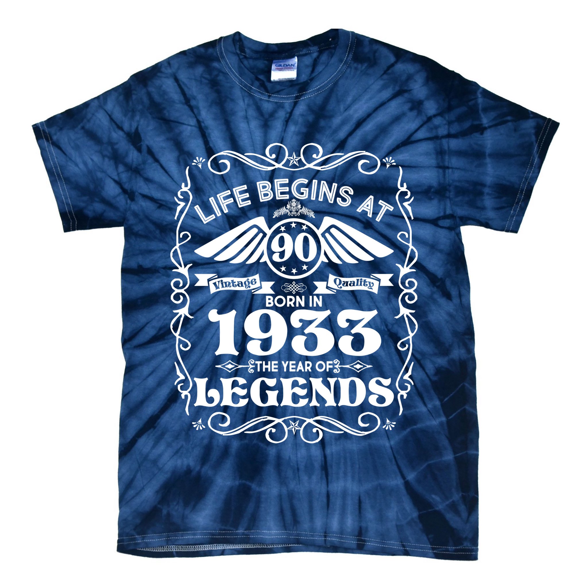 Life Begins At 90 Born In 1933 Year Of Legends Tie-Dye T-Shirt