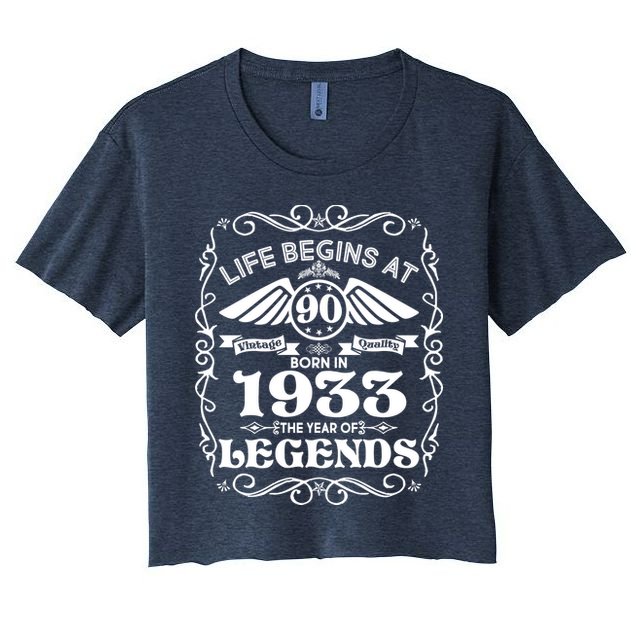 Life Begins At 90 Born In 1933 Year Of Legends Crop Top