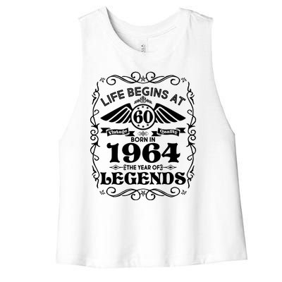 Life Begins At 60 Born In 1964 Year Of Legends Women's Racerback Cropped Tank