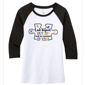 Look Beyond Autism Women's Tri-Blend 3/4-Sleeve Raglan Shirt