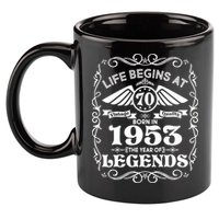 Life Begins At 70 Born In 1953 Year Of Legends 11oz C Handle Ceramic Mug