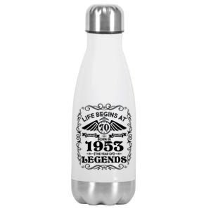 Life Begins At 70 Born In 1953 Year Of Legends Stainless Steel Insulated Water Bottle