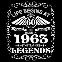 Life Begins At 60 Born In 1963 Year Of Legends Cropped Pullover Crew