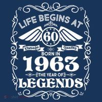 Life Begins At 60 Born In 1963 Year Of Legends Tall T-Shirt