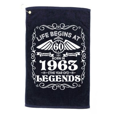 Life Begins At 60 Born In 1963 Year Of Legends Golf Towel