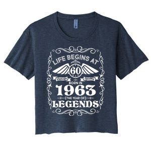 Life Begins At 60 Born In 1963 Year Of Legends Women's Crop Top Tee