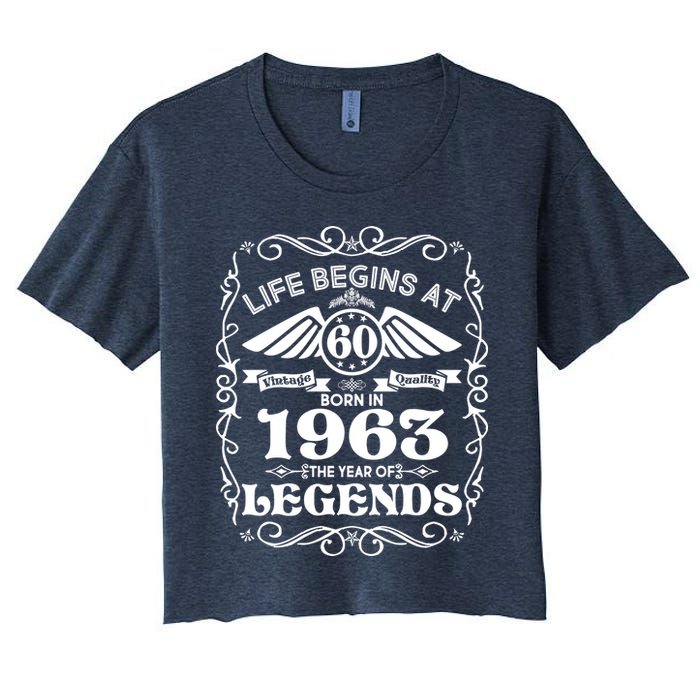 Life Begins At 60 Born In 1963 Year Of Legends Women's Crop Top Tee