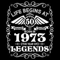 Life Begins At 50 Born In 1973 Year Of Legends Cropped Pullover Crew