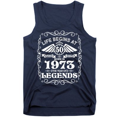 Life Begins At 50 Born In 1973 Year Of Legends Tank Top