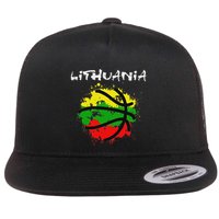 Lithuania Basketball Abstract Lithuania Strong Basketball Flat Bill Trucker Hat