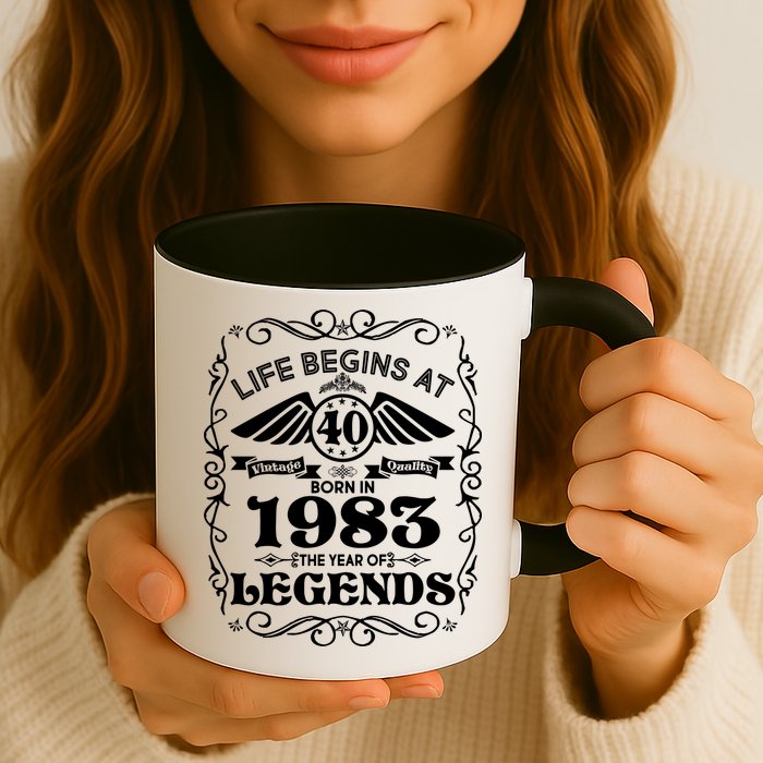 Life Begins At 40 Born In 1983 Year Of Legends Mug