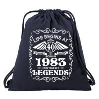 Life Begins At 40 Born In 1983 Year Of Legends Drawstring Bag