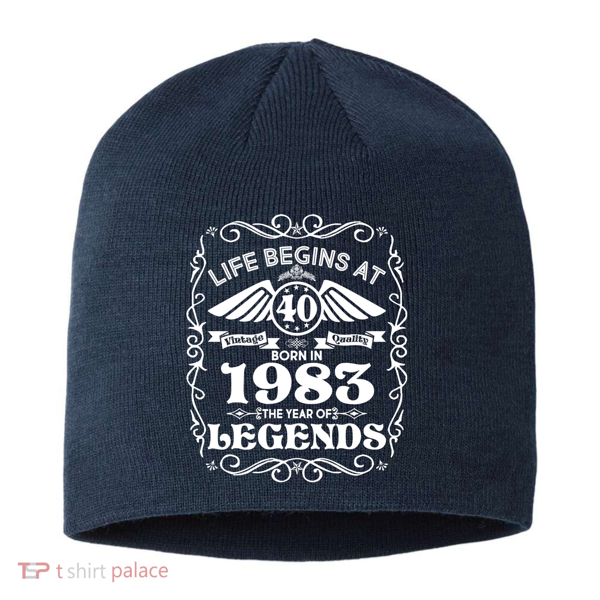 Life Begins At 40 Born In 1983 Year Of Legends Sustainable Beanie