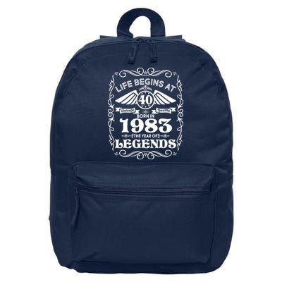Life Begins At 40 Born In 1983 Year Of Legends 16 in Basic Backpack