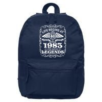 Life Begins At 40 Born In 1983 Year Of Legends 16 in Basic Backpack
