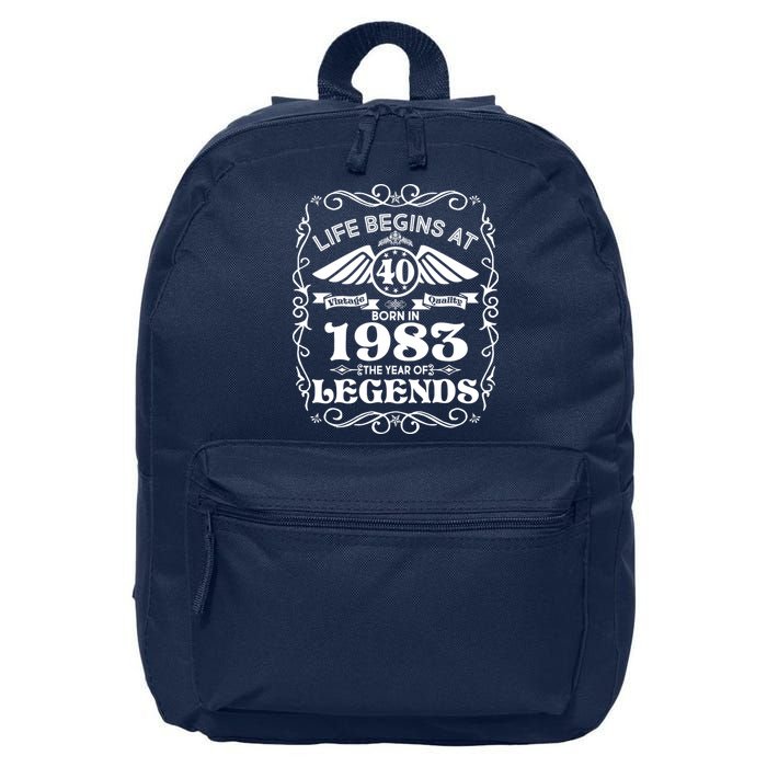 Life Begins At 40 Born In 1983 Year Of Legends 16 in Basic Backpack