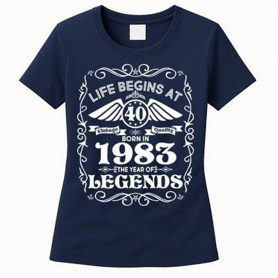 Life Begins At 40 Born In 1983 Year Of Legends Womens T-Shirt