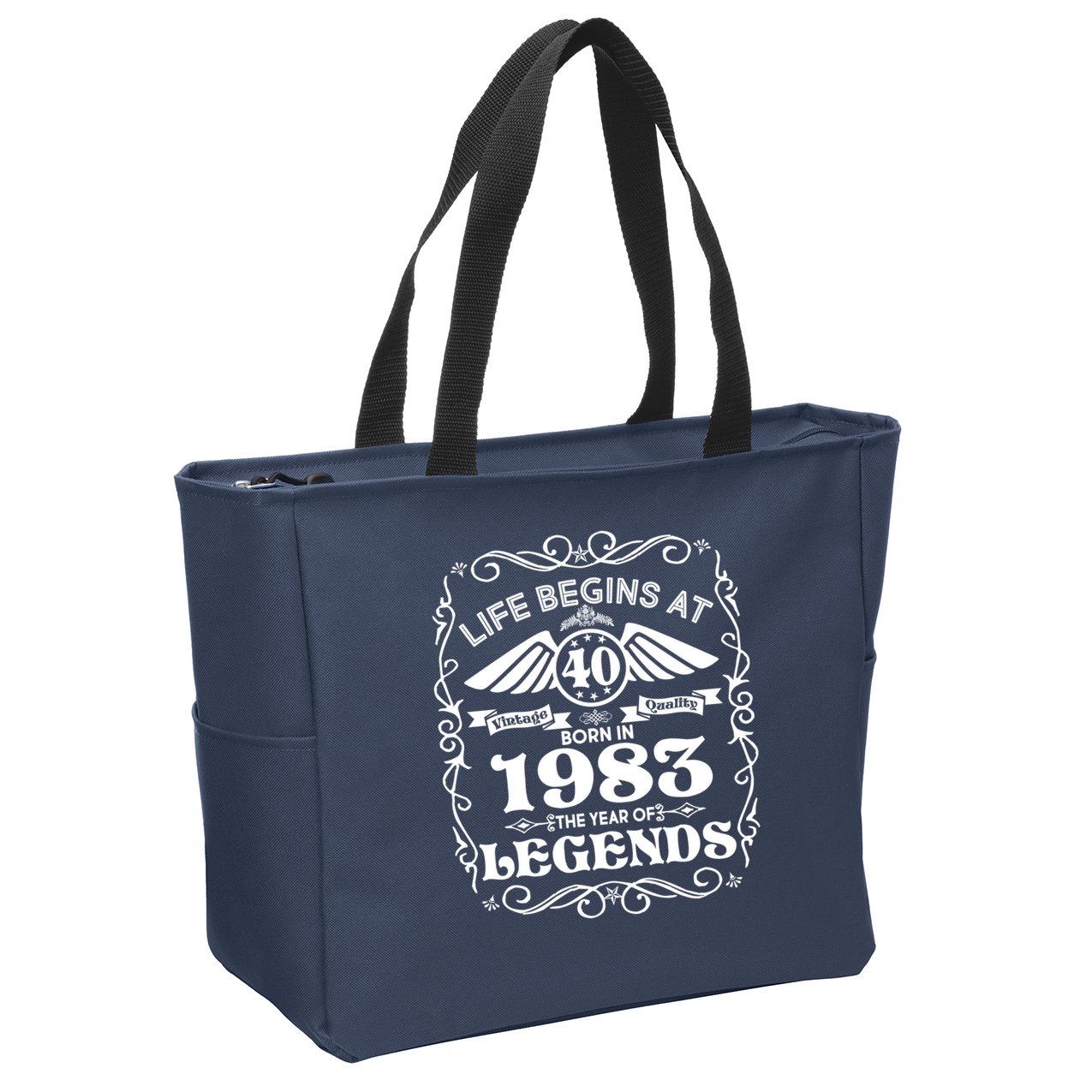 Life Begins At 40 Born In 1983 Year Of Legends Zip Tote Bag