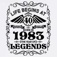 Life Begins At 40 Born In 1983 Year Of Legends Garment-Dyed Sweatshirt