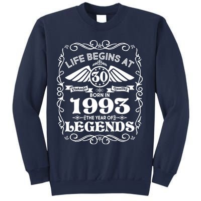 Life Begins At 30 Born In 1993 Year Of Legends Sweatshirt