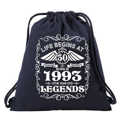 Life Begins At 30 Born In 1993 Year Of Legends Drawstring Bag
