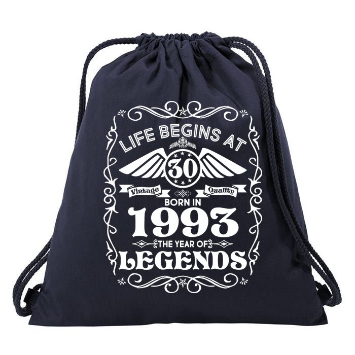 Life Begins At 30 Born In 1993 Year Of Legends Drawstring Bag