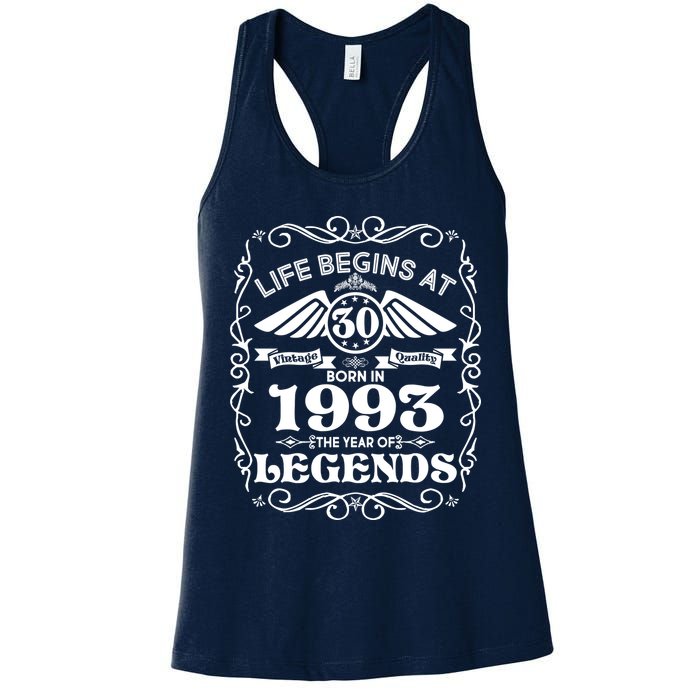 Life Begins At 30 Born In 1993 Year Of Legends Womens Tank Top