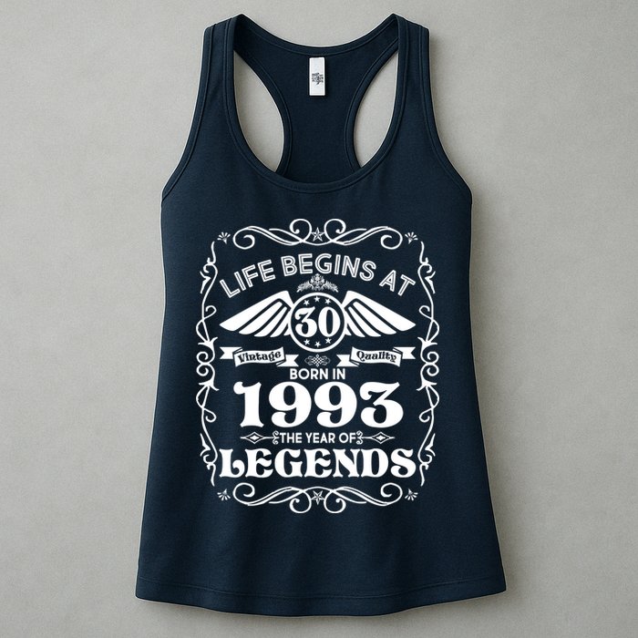 Life Begins At 30 Born In 1993 Year Of Legends Womens Tank Top