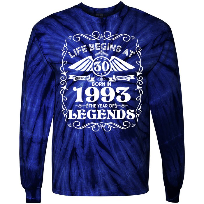 Life Begins At 30 Born In 1993 Year Of Legends Tie-Dye Long Sleeve Shirt