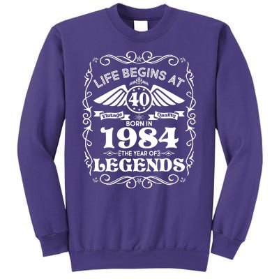 Life Begins At 40 Born In 1984 Year Of Legends Sweatshirt