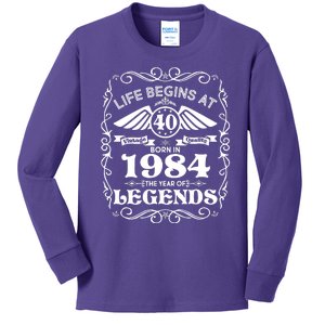 Life Begins At 40 Born In 1984 Year Of Legends Kids Long Sleeve Shirt