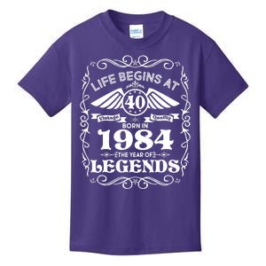 Life Begins At 40 Born In 1984 Year Of Legends Kids T-Shirt