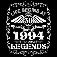 Life Begins At 30 Born In 1994 Year Of Legends 16 in Basic Backpack