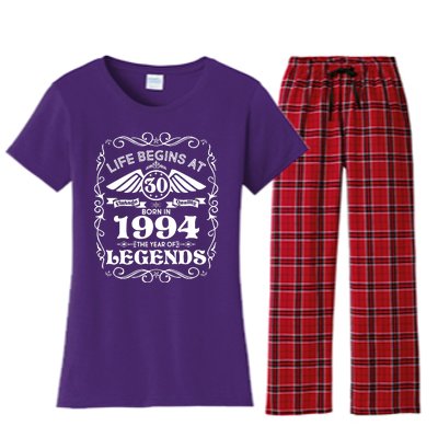 Life Begins At 30 Born In 1994 Year Of Legends Women's Flannel Pajama Set