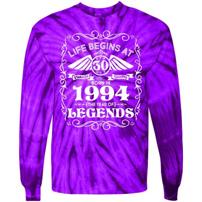 Life Begins At 30 Born In 1994 Year Of Legends Tie-Dye Long Sleeve Shirt