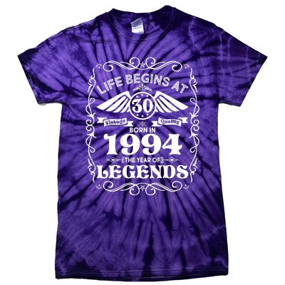 Life Begins At 30 Born In 1994 Year Of Legends Tie-Dye T-Shirt