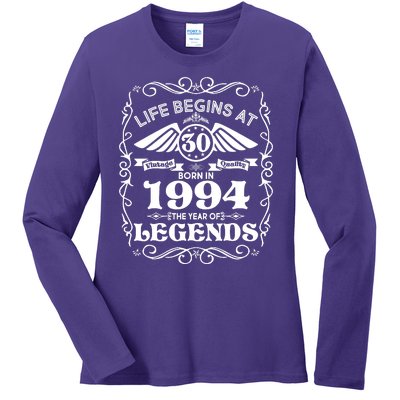 Life Begins At 30 Born In 1994 Year Of Legends Ladies Long Sleeve Shirt