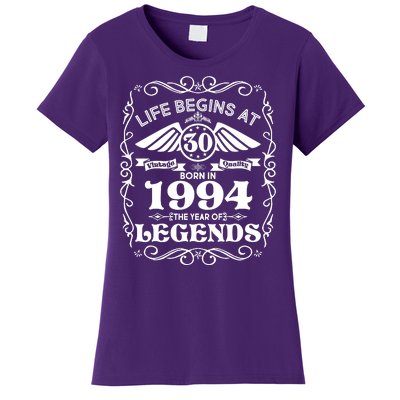 Life Begins At 30 Born In 1994 Year Of Legends Women's T-Shirt